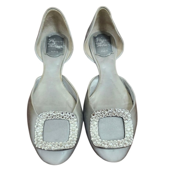 Roger Vivier Paris Ballet Flats Silver  Size EU 37/US 6.5 - Picture 2 of 15